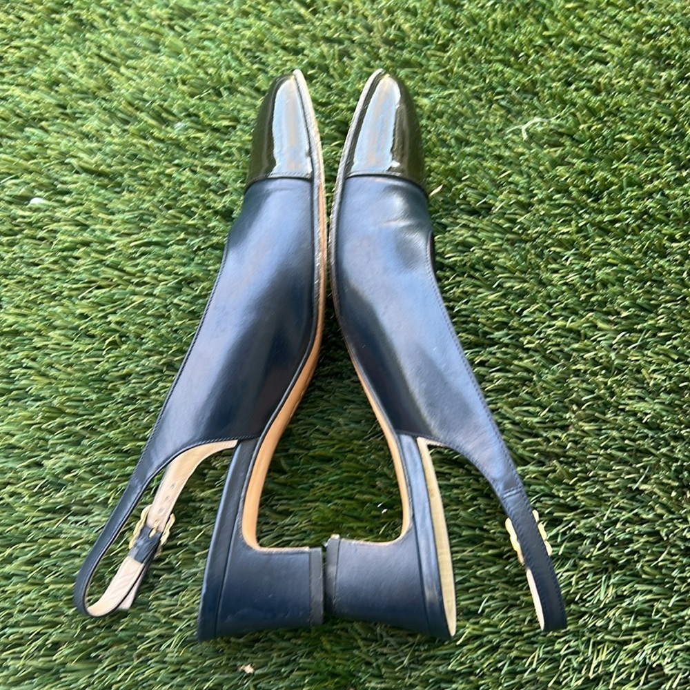 Salvatore Ferragamo leather mule shoes size 6.5 B Slingback Pumps Black Square - Picture 3 of 11